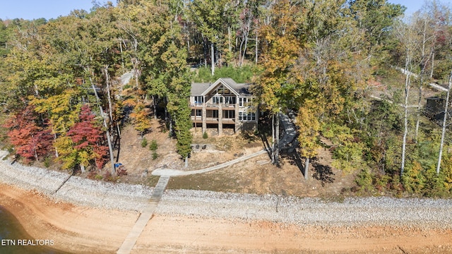 aerial view with a forest view