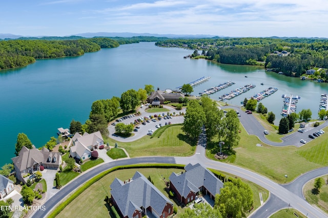 363 Golanvyi Trl, Vonore, TN 37885 - drone / aerial view featuring a wooded view and a water view