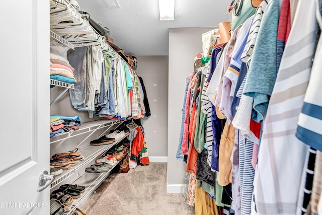 spacious closet with carpet flooring