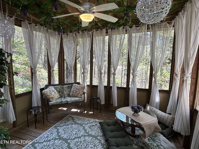1713 Cardinal Dr, Gatlinburg, TN 37738 - sunroom with ceiling fan and a healthy amount of sunlight