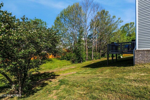 view of yard with a deck