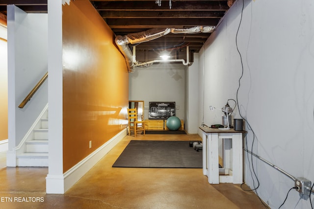 below grade area with stairway