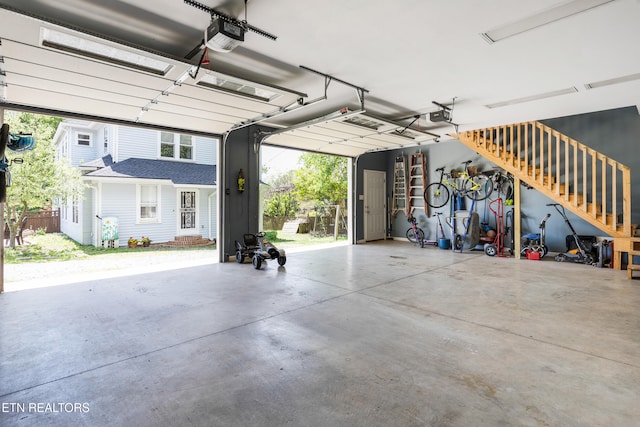 garage with a garage door opener