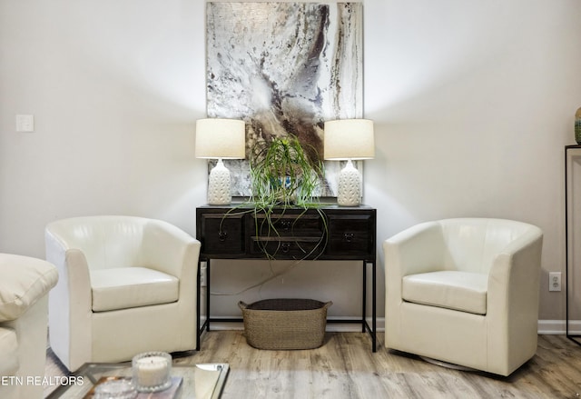 living area featuring wood finished floors