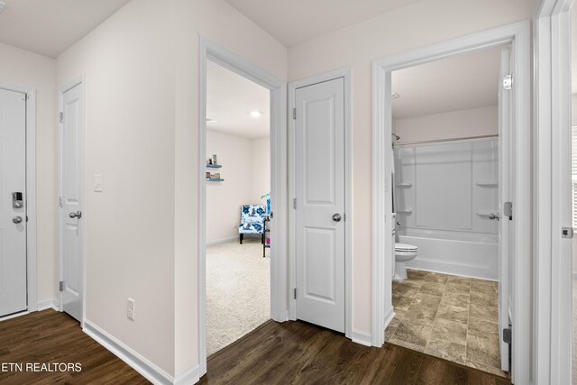 1423 Ridge Estates Dr, Athens, TN 37303 - corridor featuring baseboards and dark wood-style flooring