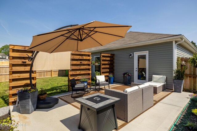 1423 Ridge Estates Dr, Athens, TN 37303 - view of patio featuring an outdoor living space with a fire pit