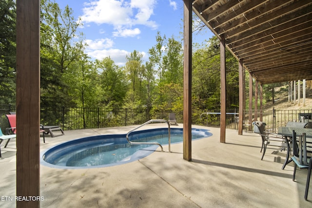 view of pool with fence and a patio area
