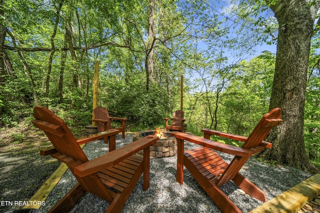 901 Sunrise Blvd, Sevierville, TN 37862 - exterior space with a view of trees and an outdoor fire pit