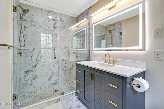 11 Windsor Pt, Crossville, TN 38558 - bathroom with a marble finish shower, vanity, and marble finish floor