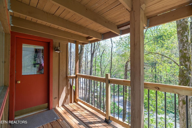 1122 Ski Mountain Rd, Gatlinburg, TN 37738 - wooden terrace featuring a forest view