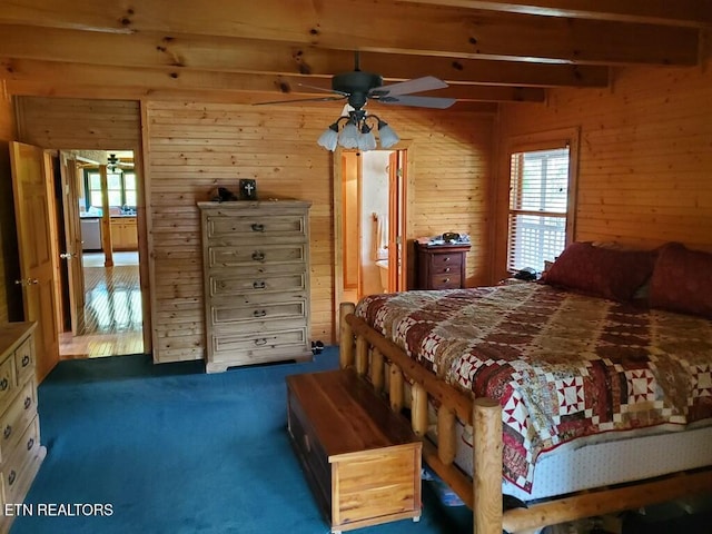 146 Sparkmantown Rd, Rock Island, TN 38581 - carpeted bedroom with beam ceiling and wooden walls