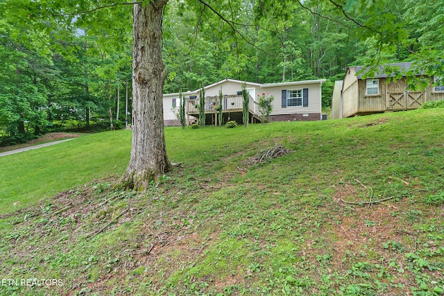 119 Sunset View Dr, Kingston, TN 37763 - view of front of property with a front lawn, a wooden deck, and crawl space