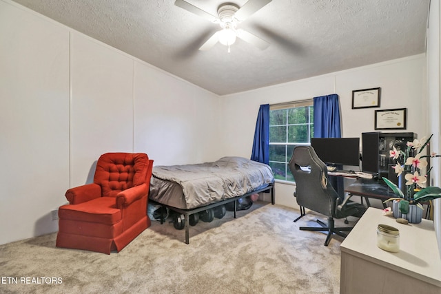 119 Sunset View Dr, Kingston, TN 37763 - bedroom with a textured ceiling, carpet, a desk, and ceiling fan