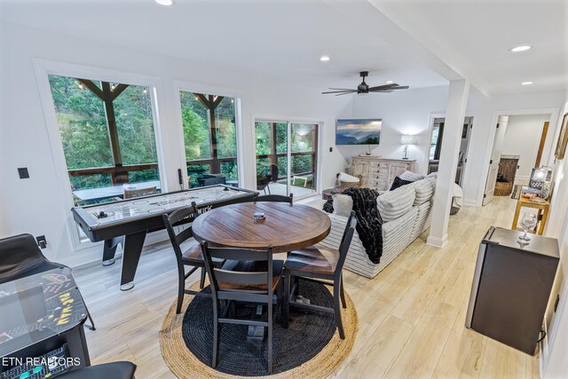 790 Pleasure Rd, Sevierville, TN 37876 - dining area featuring recessed lighting, light wood-style flooring, and a ceiling fan
