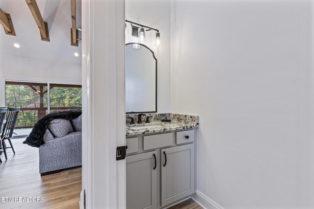 790 Pleasure Rd, Sevierville, TN 37876 - bathroom featuring recessed lighting, wood finished floors, and vanity