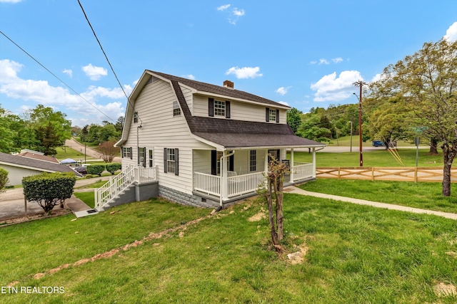 1921 Spring Hill Rd, Knoxville, TN 37914 - view of front of house with covered porch, roof with shingles, a chimney, and a gambrel roof