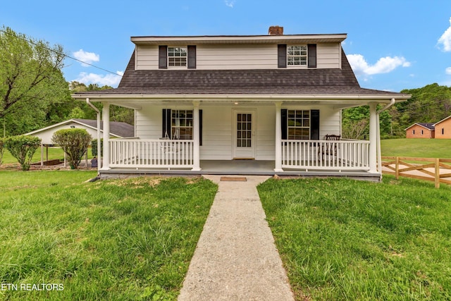 1921 Spring Hill Rd, Knoxville, TN 37914 - view of front of home with covered porch, a shingled roof, and a chimney