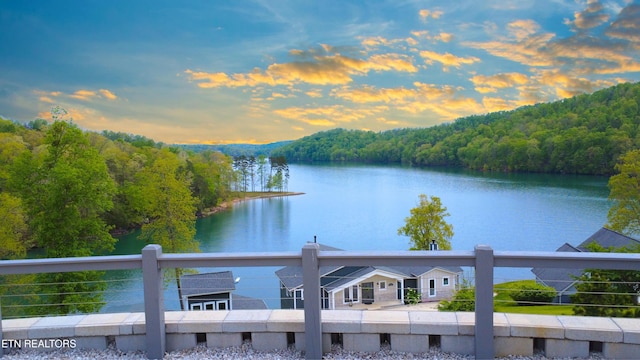 property view of water with a view of trees