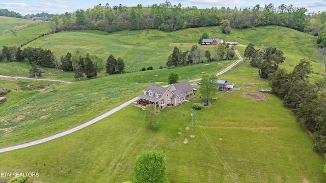 aerial view with a rural view