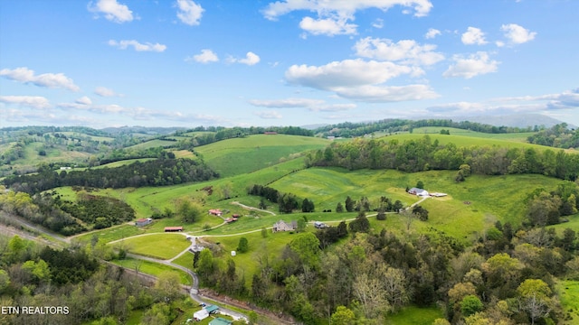 aerial view featuring a rural view