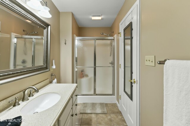 1517 Deerfield Way, Lafollette, TN 37766 - bathroom with a shower stall, tile patterned floors, and vanity