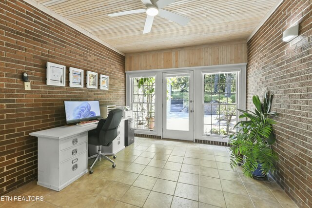 1517 Deerfield Way, Lafollette, TN 37766 - office featuring brick wall, a healthy amount of sunlight, and light tile patterned floors