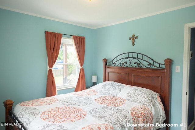 bedroom with ornamental molding