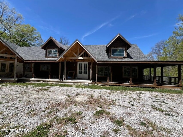 view of front facade featuring french doors