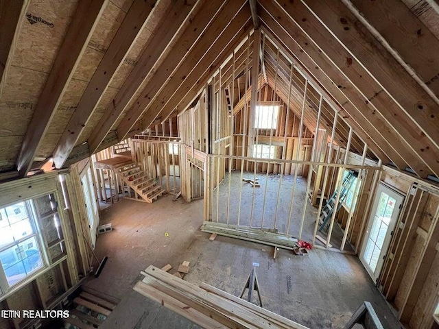 view of unfinished attic