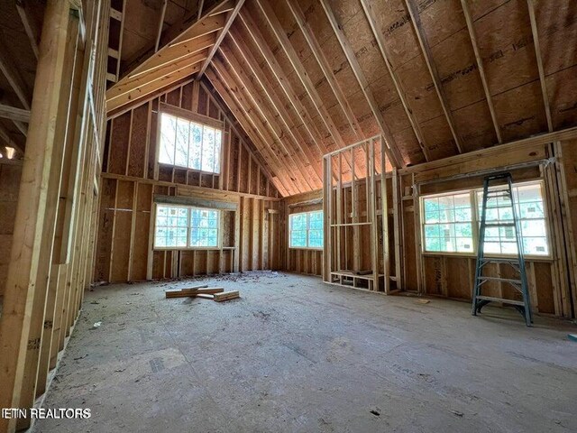 misc room featuring vaulted ceiling