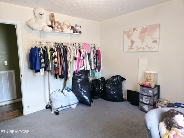 spacious closet with visible vents and carpet