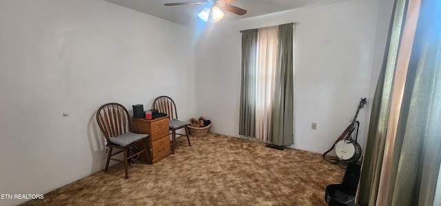 1058 Mountain View Rd, Robbins, TN 37852 - living area featuring carpet flooring and a ceiling fan