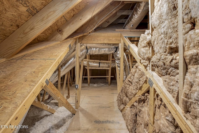 view of unfinished attic