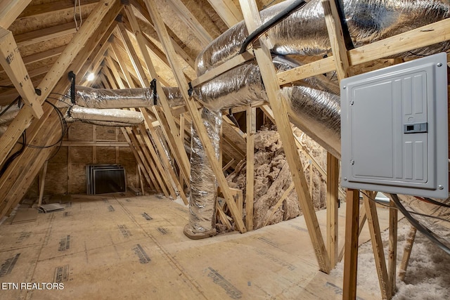 attic with electric panel