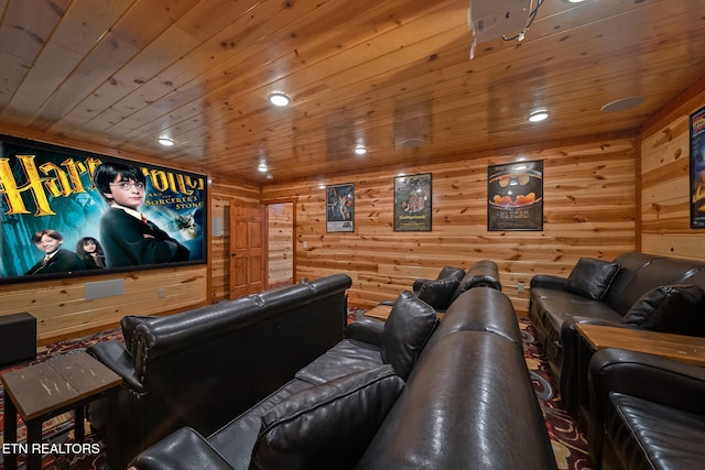 3238 Smoky Ridge Way, Sevierville, TN 37862 - home theater with recessed lighting, wood ceiling, and wood walls