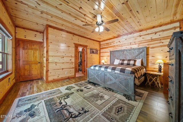 3238 Smoky Ridge Way, Sevierville, TN 37862 - bedroom with wood walls, wood ceiling, and hardwood / wood-style floors