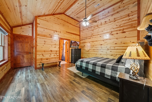 3238 Smoky Ridge Way, Sevierville, TN 37862 - bedroom with wood walls, wood ceiling, wood finished floors, and vaulted ceiling