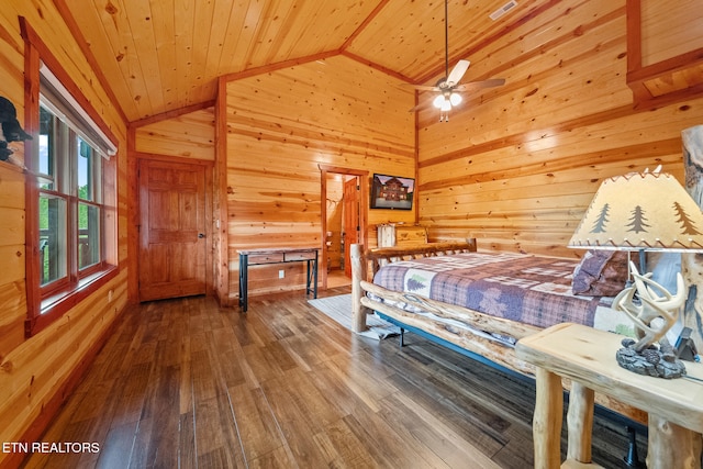 3238 Smoky Ridge Way, Sevierville, TN 37862 - bedroom with wooden walls, wood ceiling, and vaulted ceiling