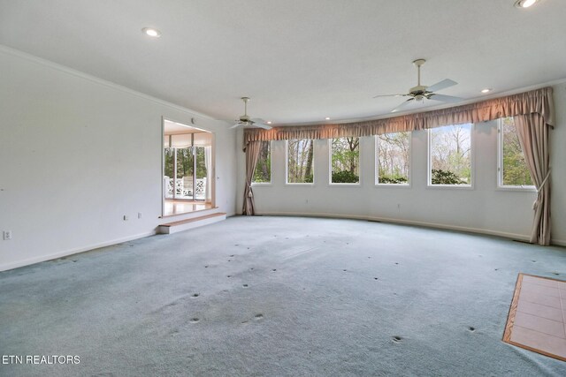 662 Laurel Cir, Crossville, TN 38555 - empty room with ceiling fan, baseboards, carpet floors, and recessed lighting