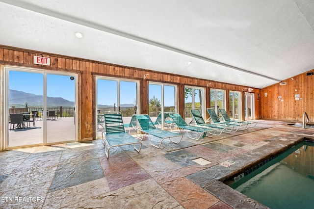 interior space featuring a mountain view