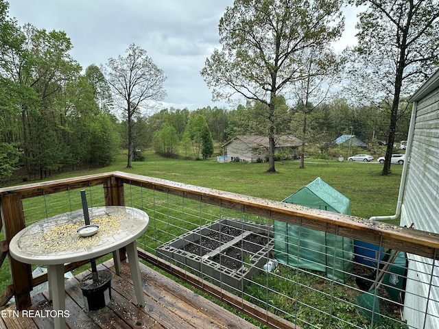 deck with a yard