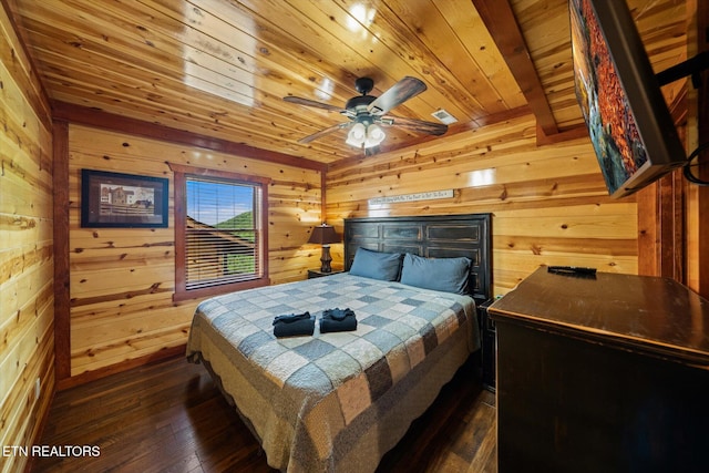 1230 Bird Nest Way, Sevierville, TN 37862 - bedroom with wood ceiling, wood walls, and dark wood finished floors