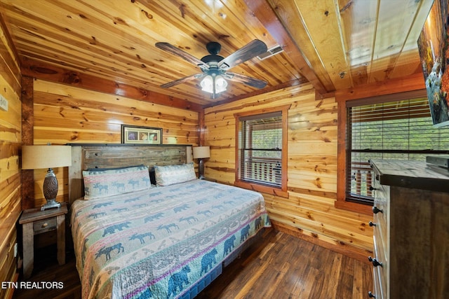 1230 Bird Nest Way, Sevierville, TN 37862 - bedroom with wood ceiling, wooden walls, and hardwood / wood-style flooring