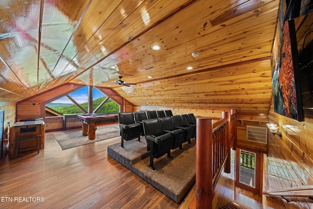 1230 Bird Nest Way, Sevierville, TN 37862 - bonus room with pool table, wood walls, hardwood / wood-style flooring, vaulted ceiling, and wooden ceiling