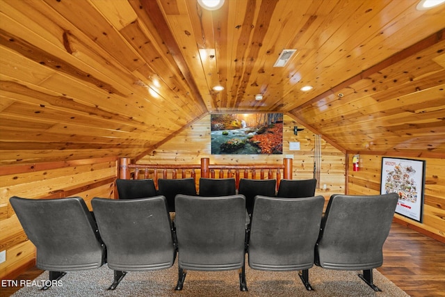 1230 Bird Nest Way, Sevierville, TN 37862 - home theater room with wood walls, wood ceiling, lofted ceiling, and wood finished floors