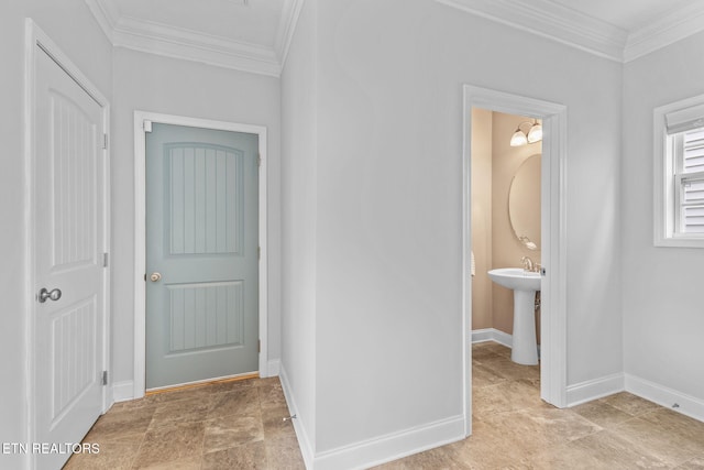 101 Fortenberry St, Oak Ridge, TN 37830 - hall with crown molding, a sink, and baseboards
