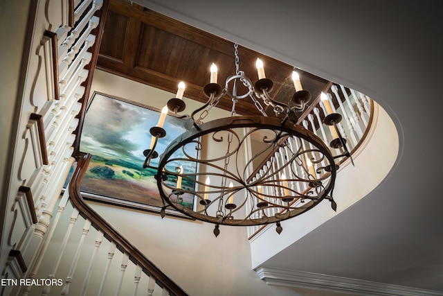 details with a chandelier
