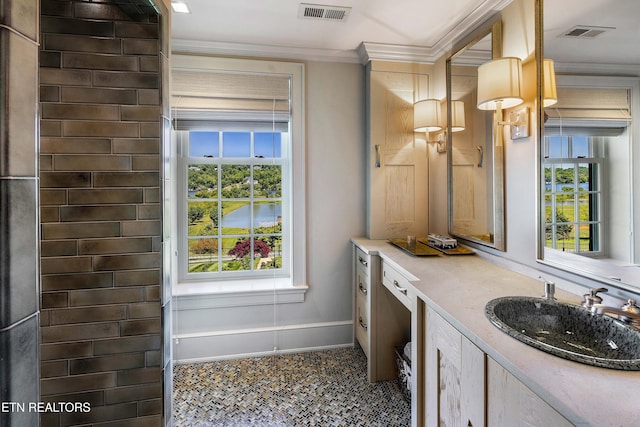 bathroom with baseboards, visible vents, and a wealth of natural light