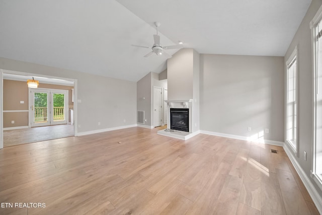 4762 Cabbage Ln, Knoxville, TN 37938 - unfurnished living room featuring visible vents, a ceiling fan, and light wood-style flooring
