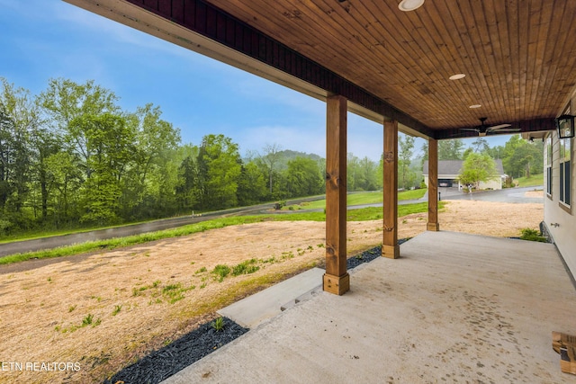 view of patio with a ceiling fan